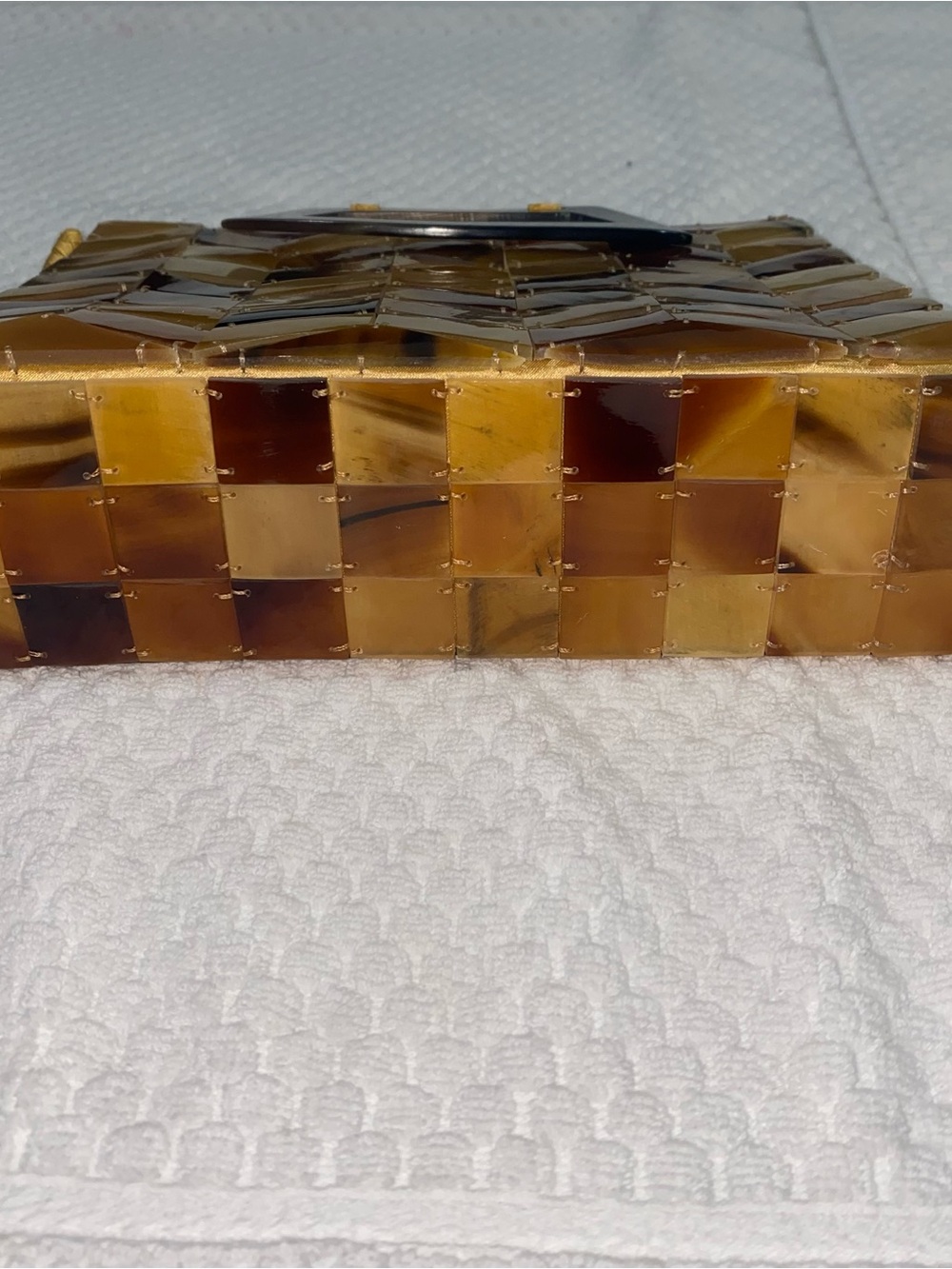 Vintage-Inspired Honey Tortoiseshell Mini Bag with Top Handle - Picture 5 of 9